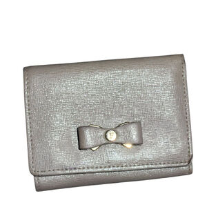 Furla Beige Leather Bow Trifold Wallet